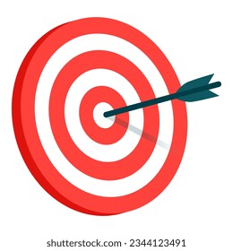 Arrow hitting the center of the target, success and achievement concept, isolated