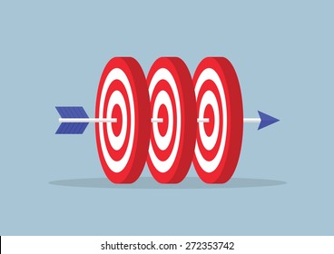 Arrow Hitting Center Of The Three Targets, VECTOR, EPS10