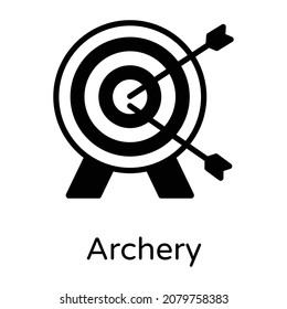 Arrow hitting on board, archery game in modern solid style 