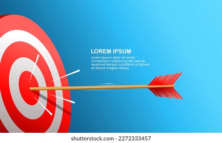 Arrow hitting the target archery banner. Vector illustration.