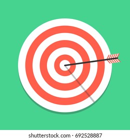 Arrow hitting target. Business concept. Flat cartoon style. Vector illustration.