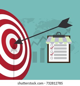 Arrow hitting target. Business target concept