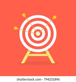 Arrow hitting target. Business concept. Vector illustration.