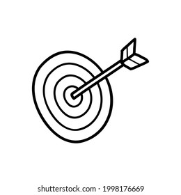 
Arrow Hitting Target In Doodle Handdrawn Style. Vector Illustration.