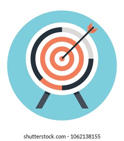 
Arrow hitting a target flat vector illustration 
