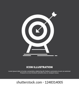 Arrow hitting target. Hit market success goal icon. glyph vector symbol for UI and UX, website or mobile application