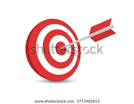Arrow hitting a target icon in flat style. Success goal vector illustration on isolated background. Darts game sign business concept.