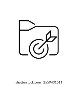 Arrow hitting target on file folder. Pixel perfect vector icon