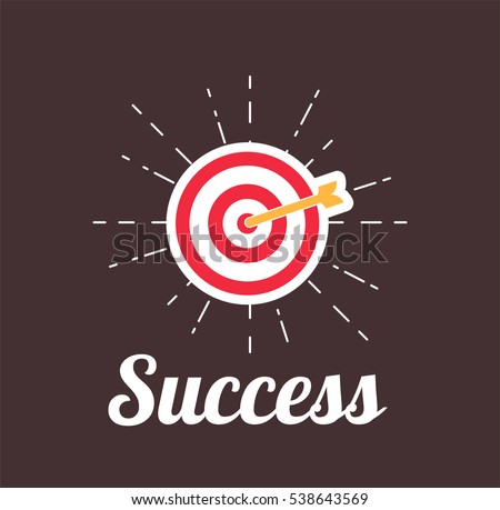 Arrow Hitting A Target. Succes motivation poster. Vector illustration