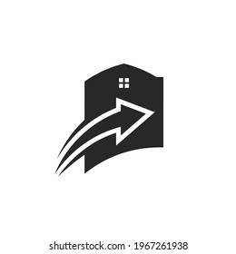 Arrow home logo design template, house, real estate, residential icon.