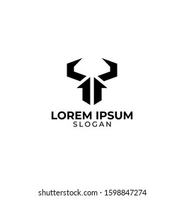 arrow and horn logo, oxen monochrome logo design