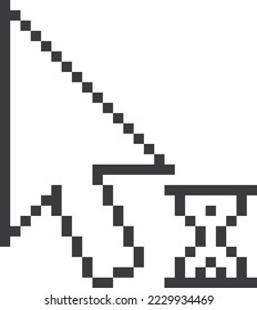 Flecha con cursor de vidrio de color. Esperando el puntero del ratón en el estilo de arte de píxeles