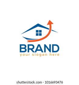 Arrow and house logo vector. Flat logo vector