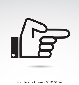 Arrow - human hand with pointing finger. Vector art.