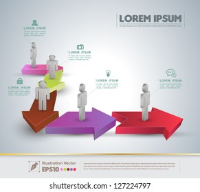 Arrow with human icon / loop business report or plan / modern template / education template / business brochure