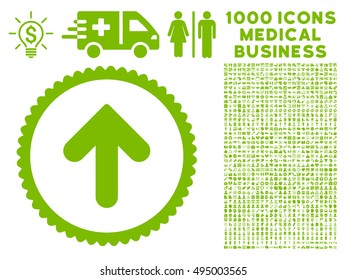 Arrow Up icon with 1000 medical business eco green vector design elements. Design style is flat symbols, white background.