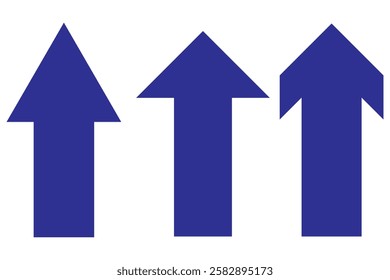 Up arrow icon of 3 types. Isolated vector sign symbol. 