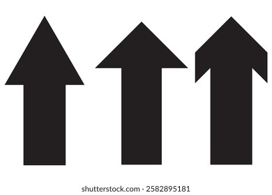 Up arrow icon of 3 types. Isolated vector sign symbol. 