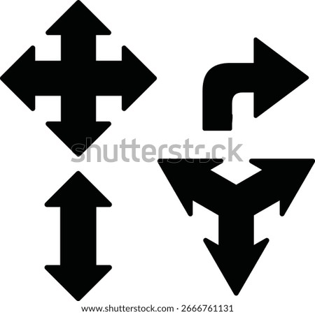 arrow icon, 4 direction, 3 direction, 2 direction and turn