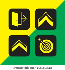 arrow icon. 4 arrow set with target, chevron and exit vector icons for web and mobile app