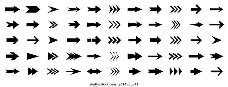 Arrow icon. Arrows logo. Set arrow icons. Collection arrows sign. Black arrow icon set.  Vector illustration