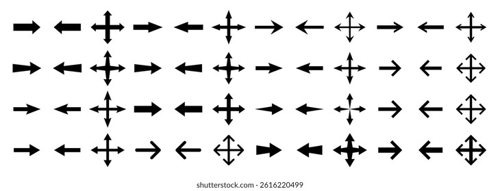 Arrow icon. Arrows logo. Set arrow icons. Collection arrows sign. Black arrow icon set.  Vector illustration