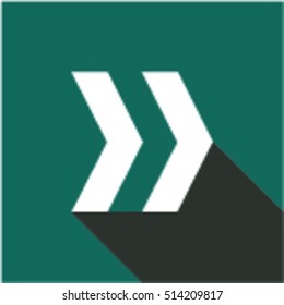Arrow icon. arrows in trendy flat style isolated on green background. Arrow symbol for your web site design.White arrow with shadows. 