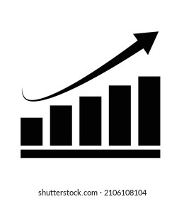 Up arrow icon and bar graph icon silhouette. Vector.