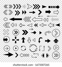 Arrow icon. Big set of vector flat arrows. Collection of concept arrows for web design.  Modern simple pictogram minimal, flat, solid, mono, monochrome, plain, contemporary style. 