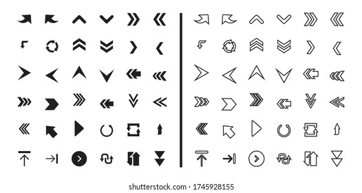 Arrow icon. Big set of vector flat arrows. Collection of concept arrows for web design, mobile apps, interface and more.