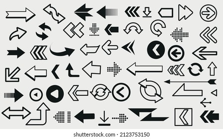 Arrow icon. Big set of vector flat arrows. Collection of concept arrows for web design, mobile apps, interface and more.