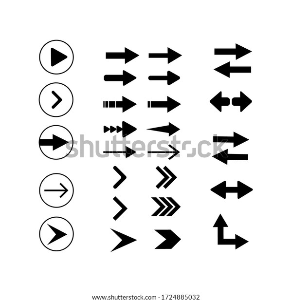 Arrow icon. Big set of\
vector flat arrows. Collection of concept arrows for web design,\
mobile apps, interface and more. Set arrows isolated on white\
background. 