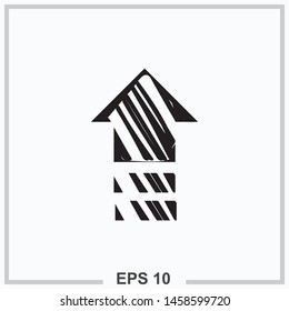 up arrow icon black isolated vector illustration