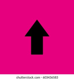 arrow up icon. Black icon on pink background