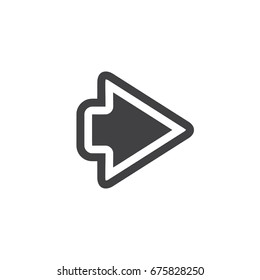 Arrow icon in black on a white background. Vector illustration