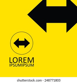arrow icon, black on yellow background 