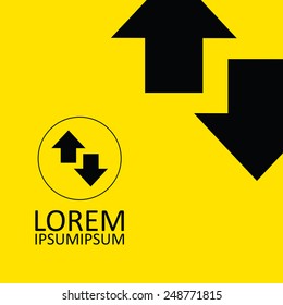 arrow icon, black on yellow background 