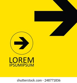 arrow icon, black on yellow background 