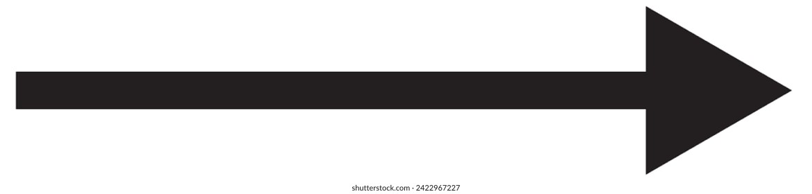 Arrow icon. Black arrow pointing to the right. Black direction pointer.