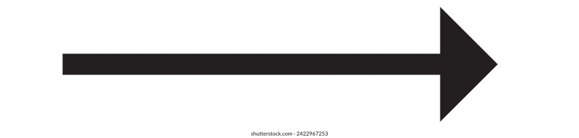 Arrow icon. Black arrow pointing to the right. Black direction pointer.