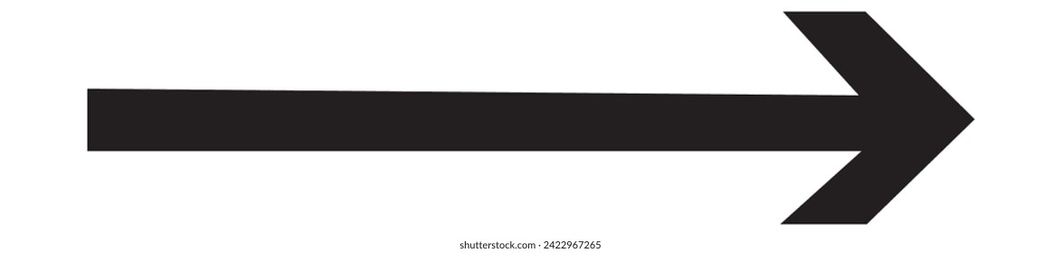Arrow icon. Black arrow pointing to the right. Black direction pointer.