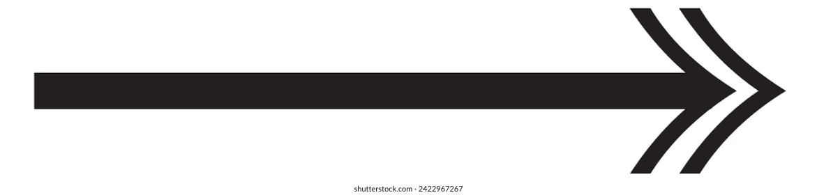 Arrow icon. Black arrow pointing to the right. Black direction pointer.