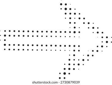 Flecha. Icono de flecha.  Iconos de flecha de Vector negro. Cursor. Signo de flechas. Flechas simples modernas. Icono de flecha medio tono hecho de puntos sobre fondo blanco. Fondo transparente