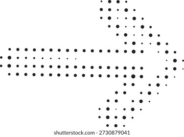Flecha. Icono de flecha.  Iconos de flecha de Vector negro. Cursor. Signo de flechas. Flechas simples modernas. Icono de flecha medio tono hecho de puntos sobre fondo blanco. Fondo transparente