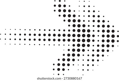 Arrow. Arrow icon.  Black vector arrow icons. Cursor. Arrows sign. Modern Simple Arrows. Arrow Icon halftone made of dots on white background. Transparent background