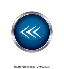 Arrow icon, blue circle glossy web icon with pictogram on white background, Left Arrow circular icon on white background.