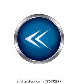 Arrow icon, blue circle glossy web icon with pictogram on white background, Left Arrow circular icon on white background.