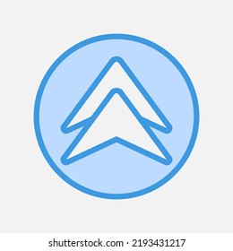Up arrow icon in blue style, use for website mobile app presentation