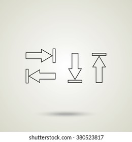 Arrow icon, arrow buttons. Arrows up, down, left and right.
