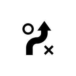 Arrow Icon Bypassing Obstacles In Black On A White Background, Success Or Business Strategy